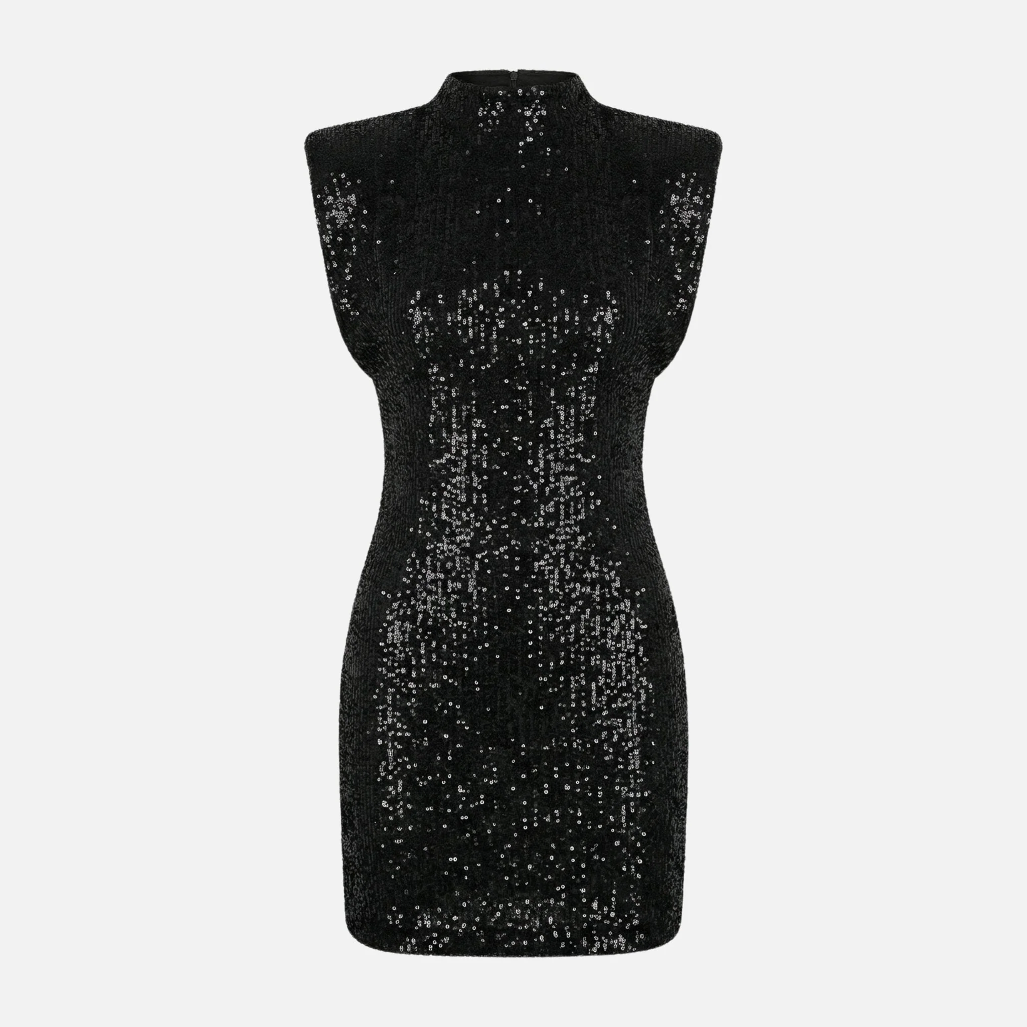 Bettina | Damen Eng Anliegendes Pailletten-Minikleid Stehkragen – Pailletten Mini - Image 7