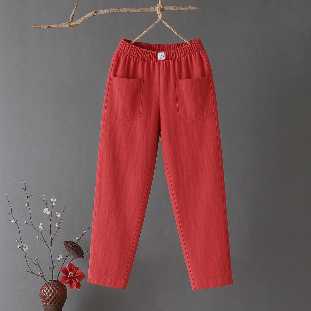 Erika™ | Lässige Hose aus Baumwolle und Leinen mit elastischem Bund - Image 2
