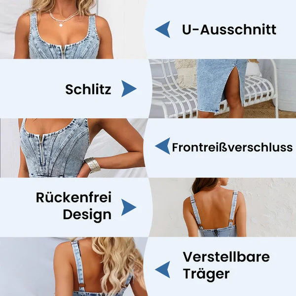 ESLEM - FIGURBETONTES KLEID AUS STRETCH-DENIM - Image 4