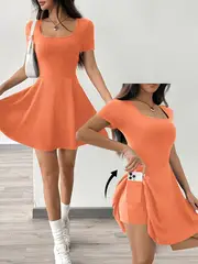 Esther -  Braunes gestricktes kurzes Freizeitkleid - Image 7