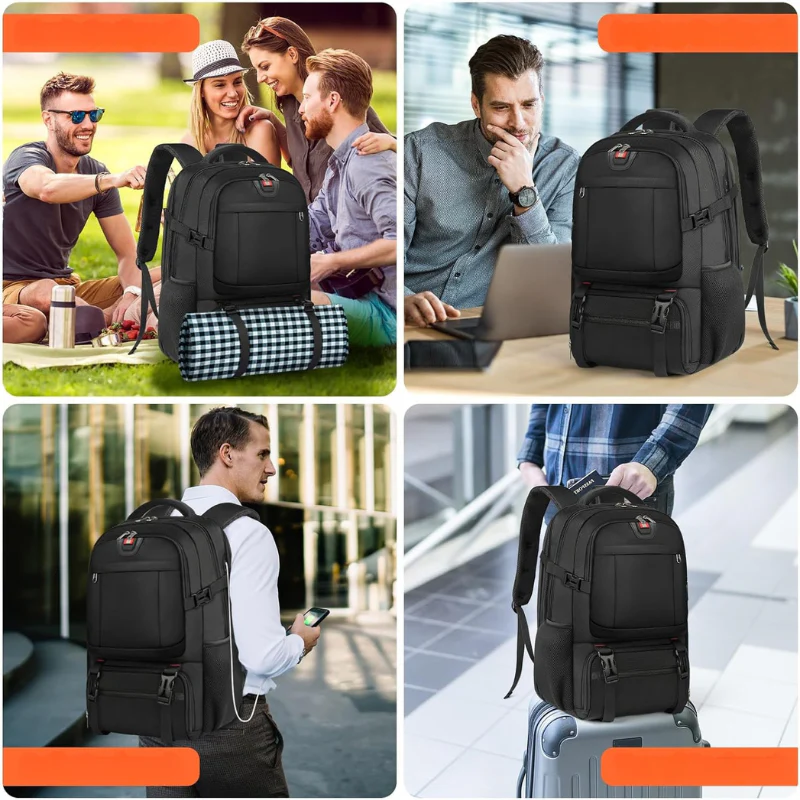 Extra-großer Reiserucksack mit Laptopfach, USB-Ladeanschluss und isoliertem Fach – Ideal für Reisen, Studium und Beruf - Image 4