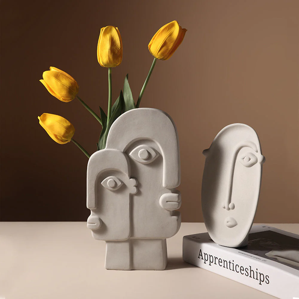 FaceForm Skulpturale Bodenvase – Moderner Kunstnerischer Akzent - Image 2