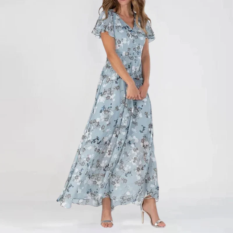 FADIME - LANGES KLEID MIT VOLANTÄRMELN - Image 2
