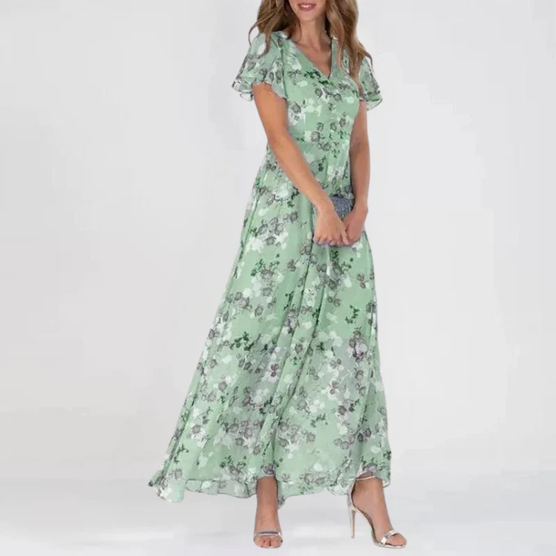 FADIME - LANGES KLEID MIT VOLANTÄRMELN - Image 3