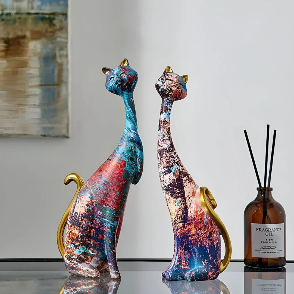 FelineForm – Minimalistische Katzen Skulpturenduett für moderne Dekorative Akzente - Image 3