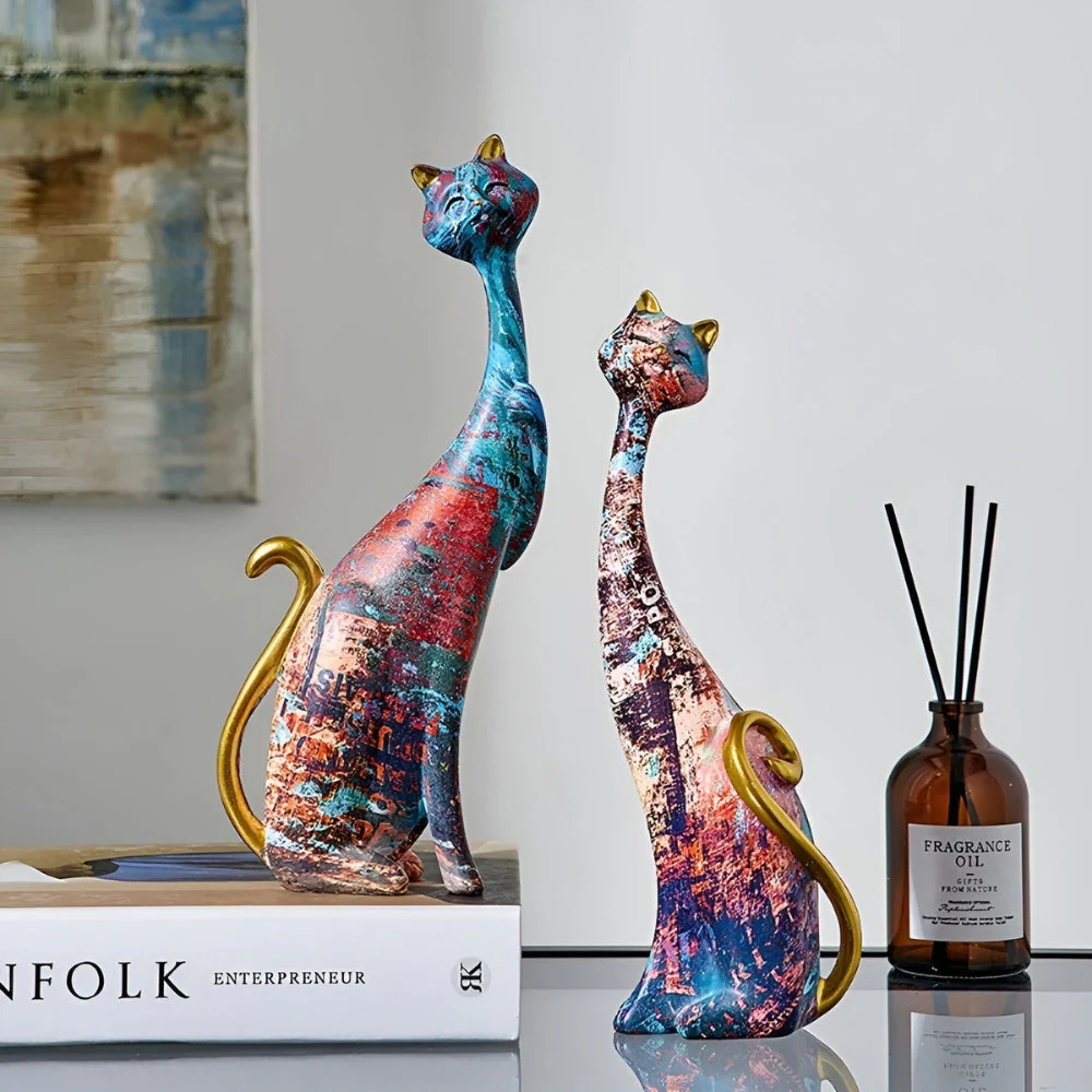 FelineForm – Minimalistische Katzen Skulpturenduett für moderne Dekorative Akzente - Image 4