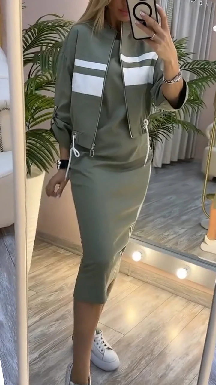 Feyra™ - Lässiges und Stilvolles Set mit Rundhalsausschnitt-Kleid und Jacke für Damen - Image 3