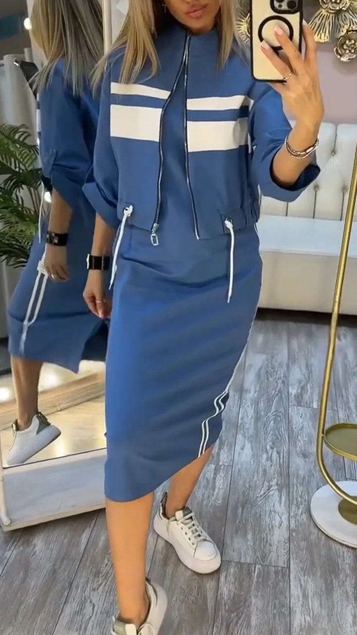 Feyra™ - Lässiges und Stilvolles Set mit Rundhalsausschnitt-Kleid und Jacke für Damen - Image 4