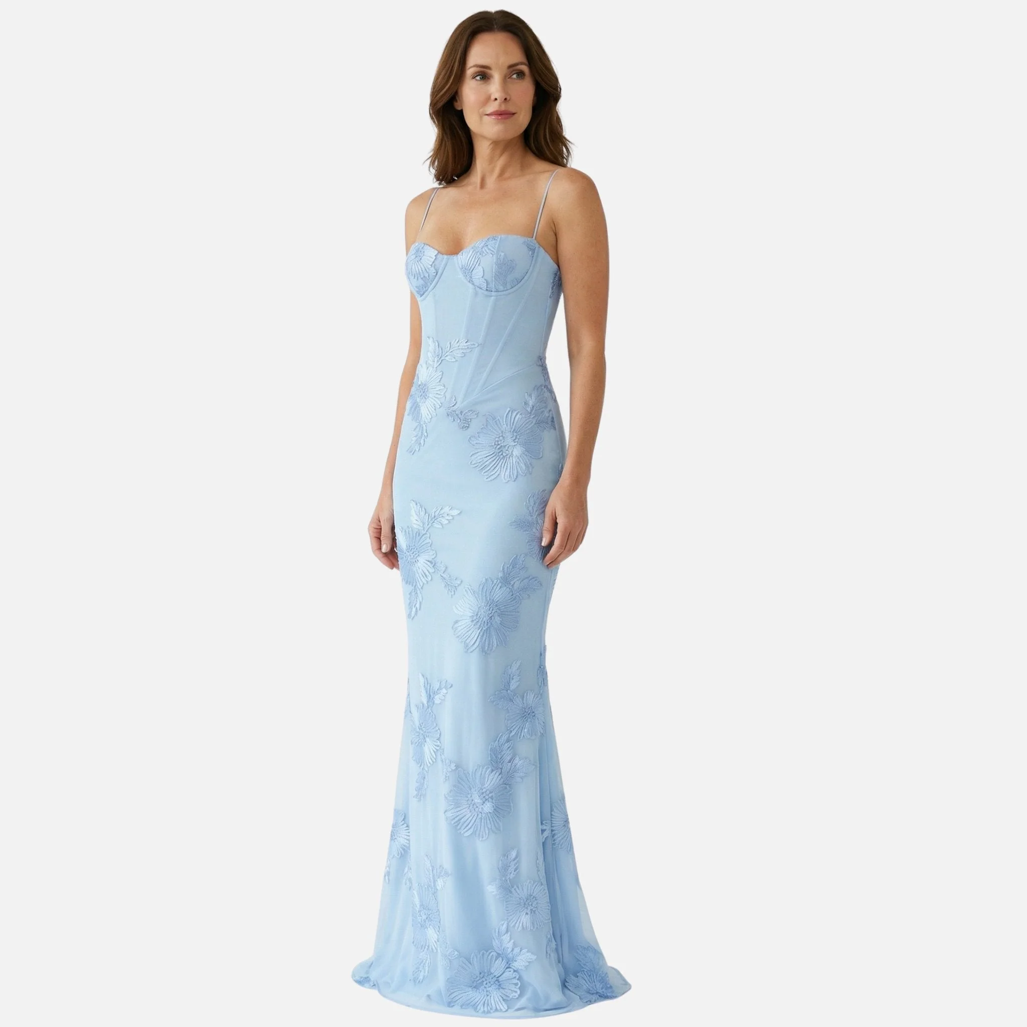 Renate | Damen Figurbetontes Satin Maxikleid Korsagen-Top – Korsett Satin Maxi - Image 2