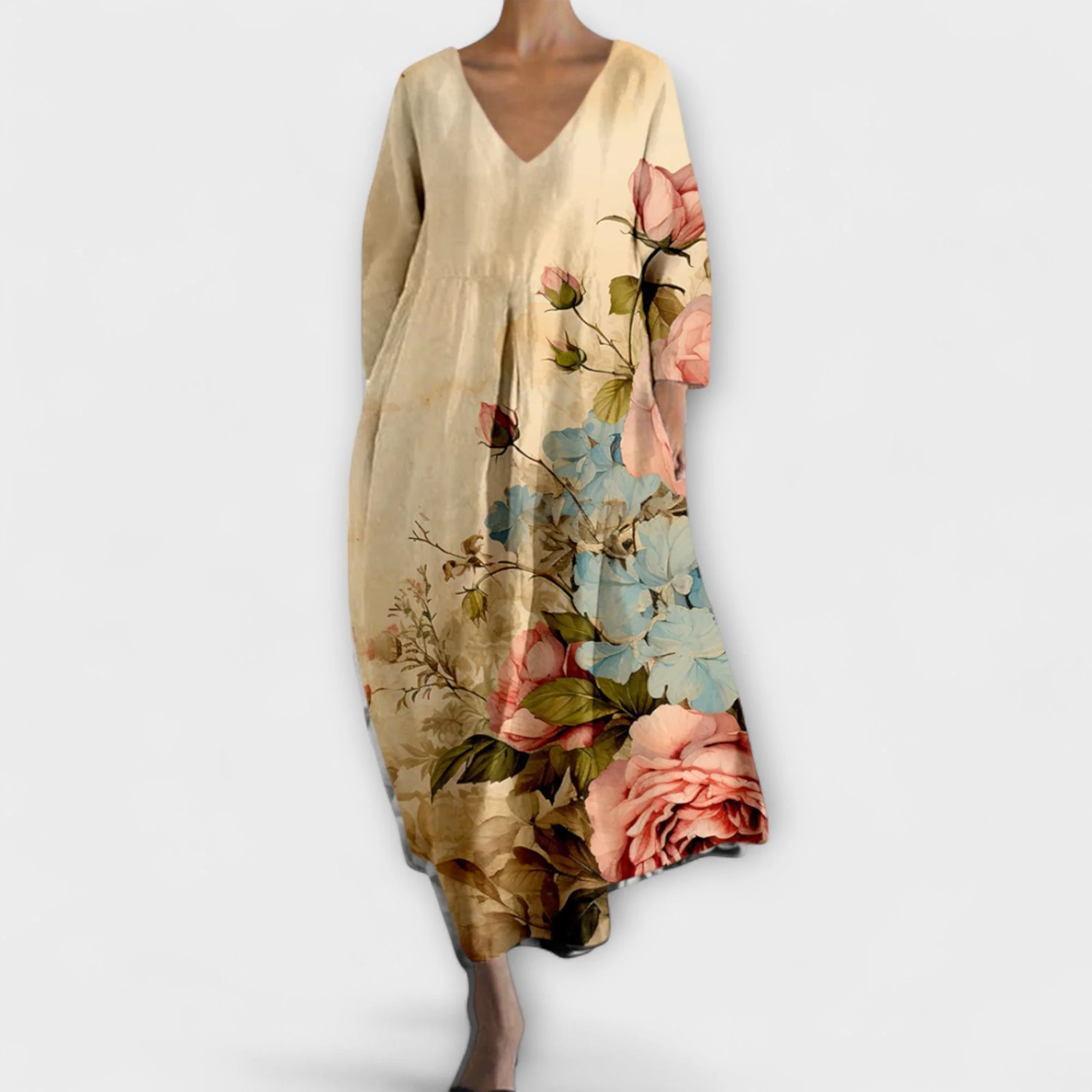 Fiona - Langes, Buntes Kleid mit V-Ausschnitt - Image 7