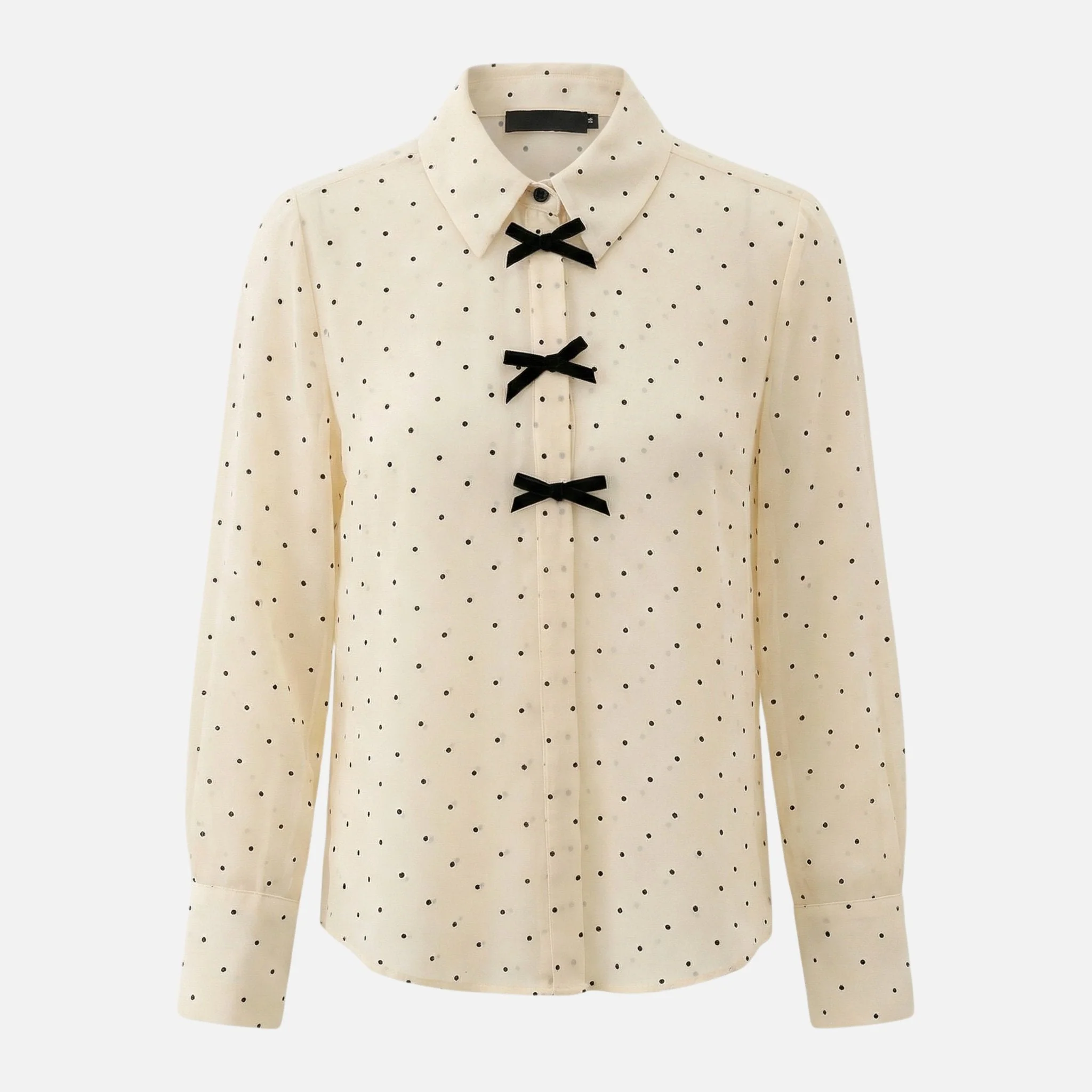 Petra | Damen Fließende Tupfenbluse Schleifenkragen – Polka Dot Bluse Schleife - Image 7