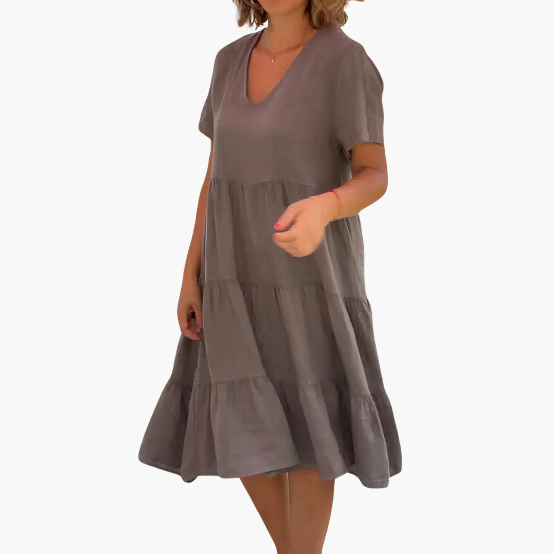 Fließendes V-Ausschnitt-Kleid für Damen - entspannte Passform - Image 6