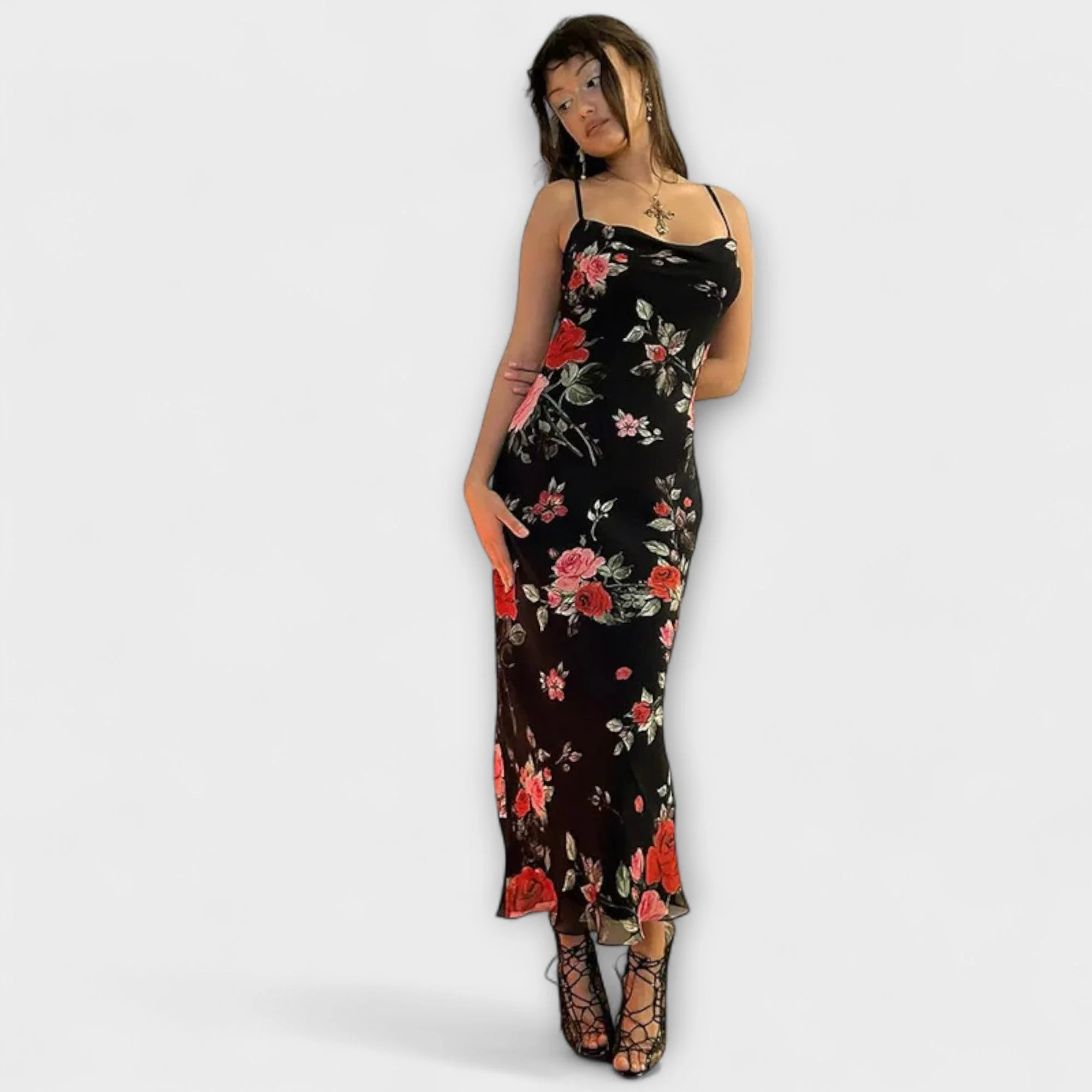 Floral Print Spaghetti Strap Bodycon Dress - Image 3