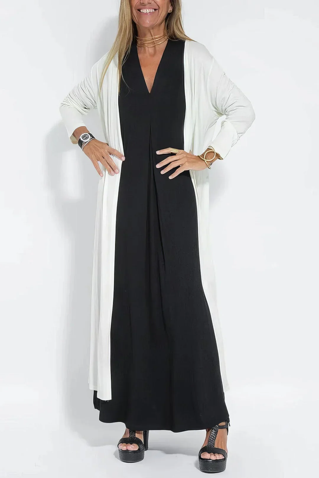 FLORENTINE - ELEGANTES LANGES KLEID MIT STRICKJACKE - Image 3