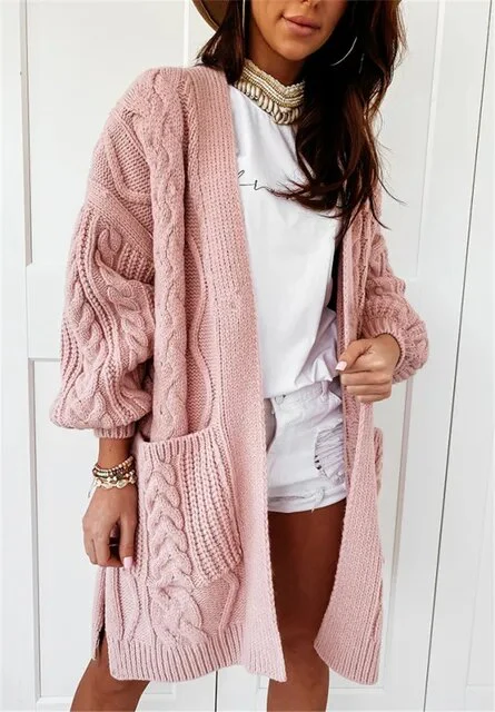 Frauen gestrickt langen Mantel elastisch warm Twist Strickjacke - Image 10