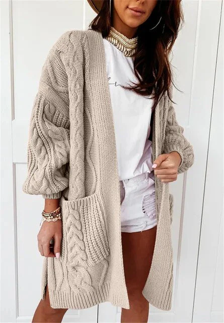 Frauen gestrickt langen Mantel elastisch warm Twist Strickjacke - Image 12