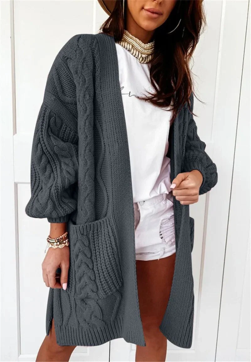 Frauen gestrickt langen Mantel elastisch warm Twist Strickjacke - Image 6