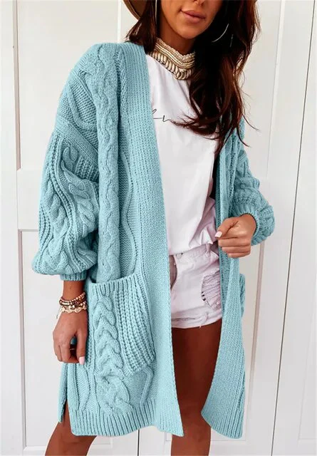 Frauen gestrickt langen Mantel elastisch warm Twist Strickjacke - Image 7