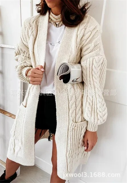 Frauen gestrickt langen Mantel elastisch warm Twist Strickjacke - Image 9