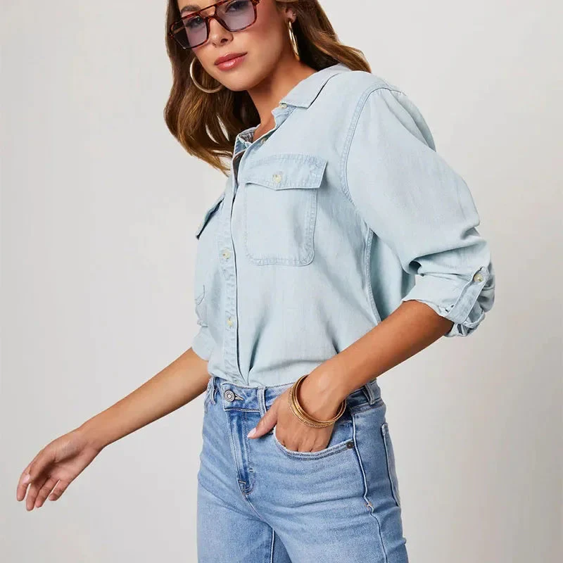 Frauen Lässige Lose Denim Shirts - Image 3