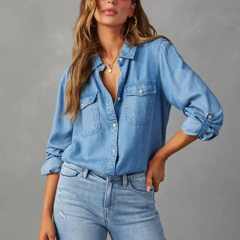 Frauen Lässige Lose Denim Shirts - Image 5