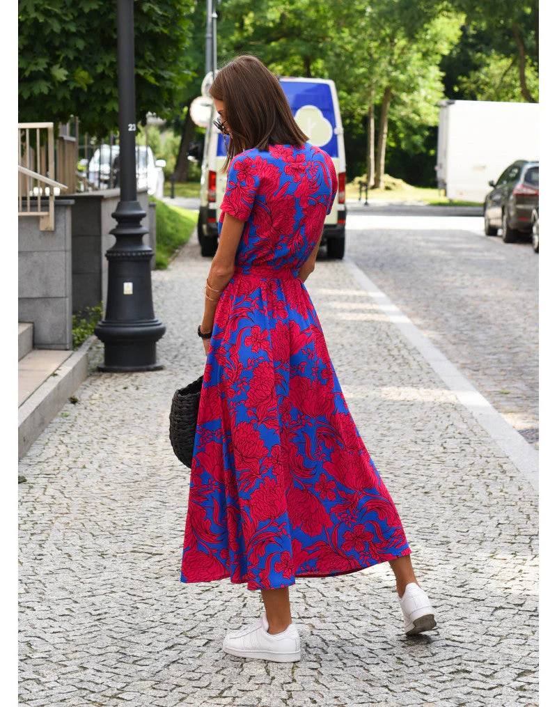 Freya | Auffälliges Midi-Kleid mit Blumenmuster und Taillengürtel - Image 4