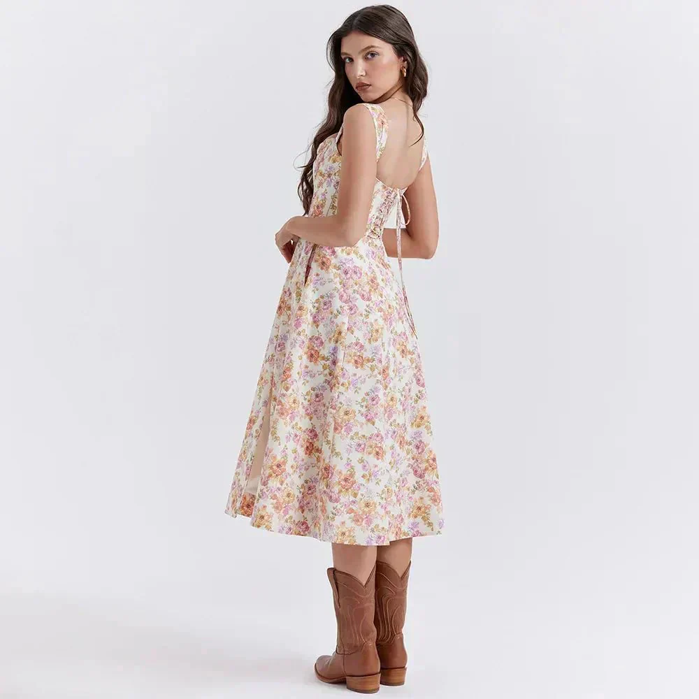 Freya - Blumiges Korsett-Midi-Kleid - Image 5