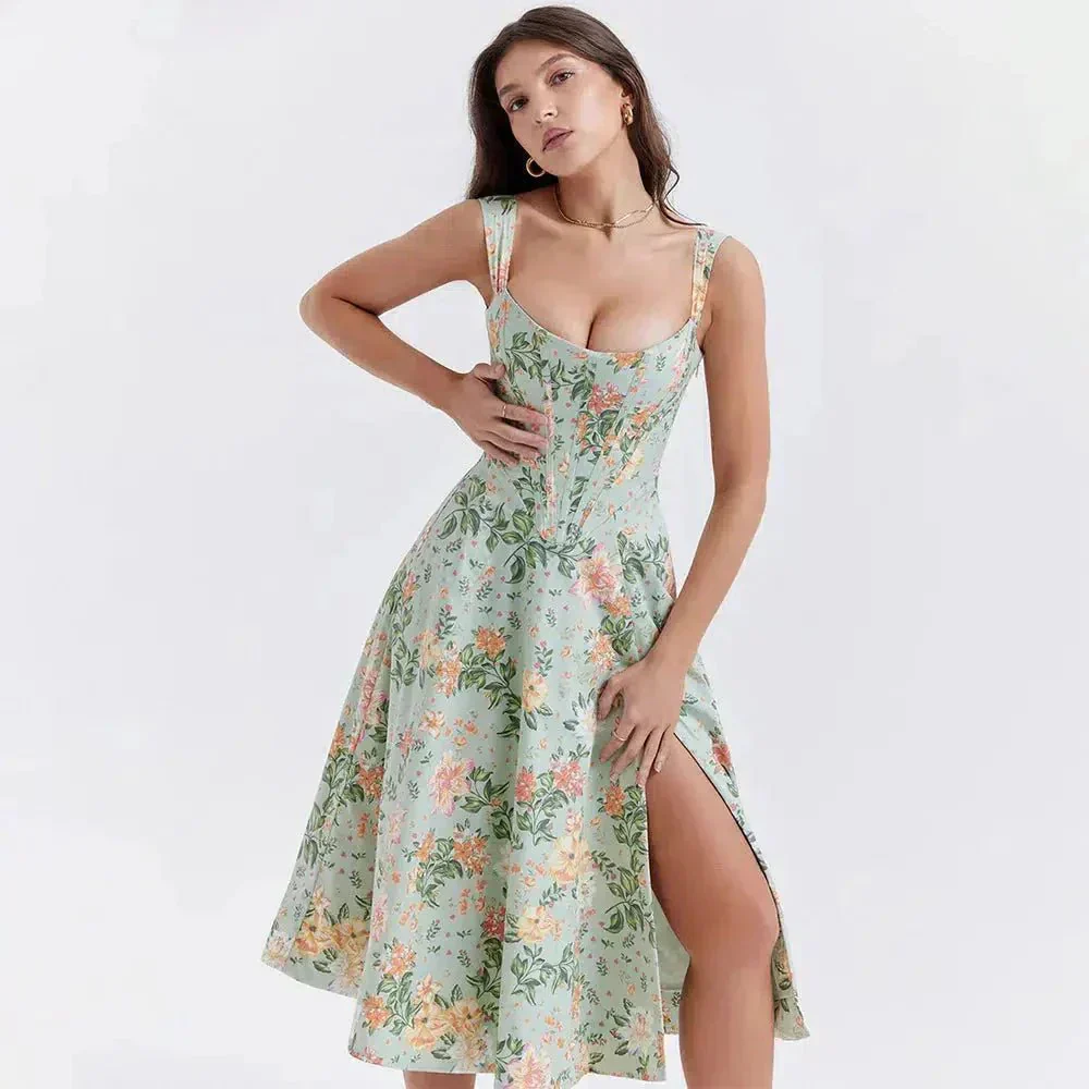Freya - Blumiges Korsett-Midi-Kleid - Image 6