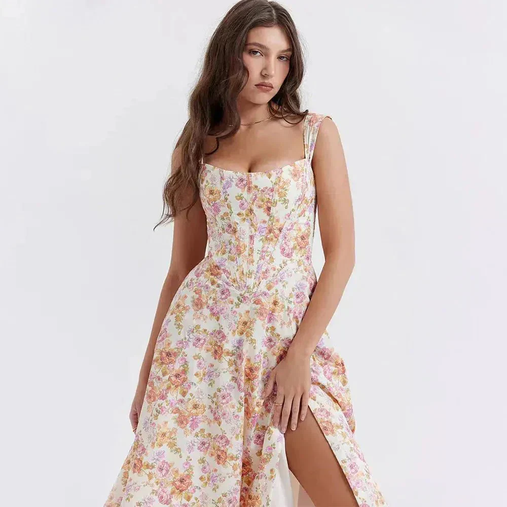 Freya - Blumiges Korsett-Midi-Kleid - Image 7