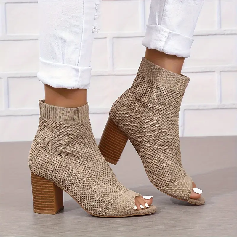 Frieda -  Atmungsaktiver Strickstoff Elegante High Heels für Frauen