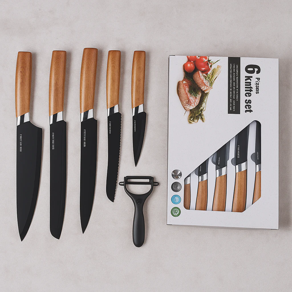 Gastronix | 6-teiliges Kochmesserset aus kohlenstoffreichem Edelstahl