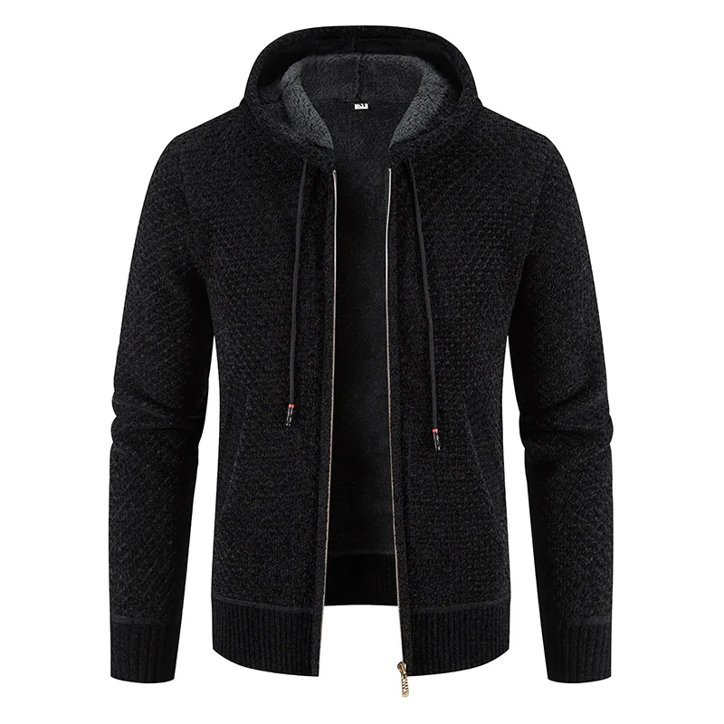 Gefütterte Herren Strickjacke Mit Kapuze | Winterjacke Mit Reißverschluss - Image 10