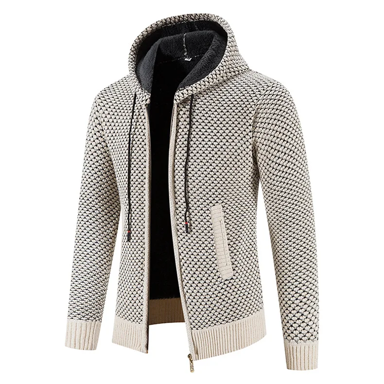 Gefütterte Herren Strickjacke Mit Kapuze | Winterjacke Mit Reißverschluss - Image 2
