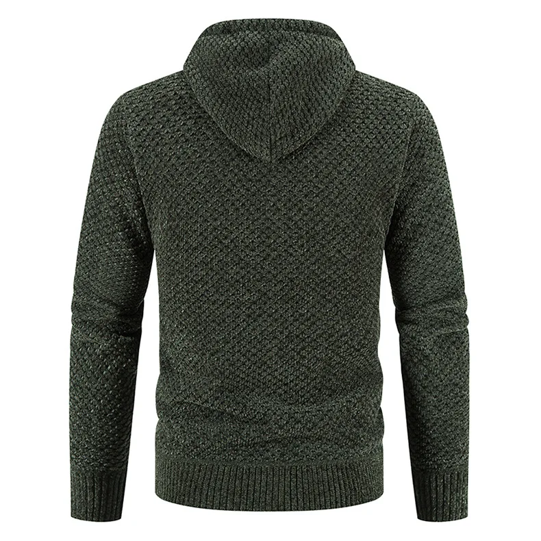 Gefütterte Herren Strickjacke Mit Kapuze | Winterjacke Mit Reißverschluss - Image 4