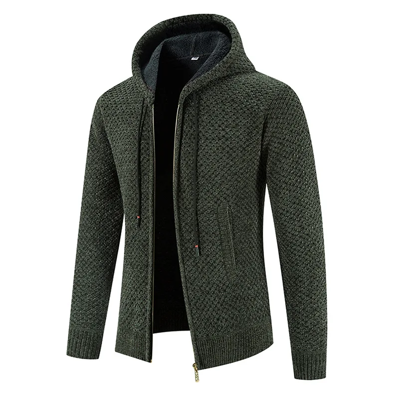 Gefütterte Herren Strickjacke Mit Kapuze | Winterjacke Mit Reißverschluss - Image 5