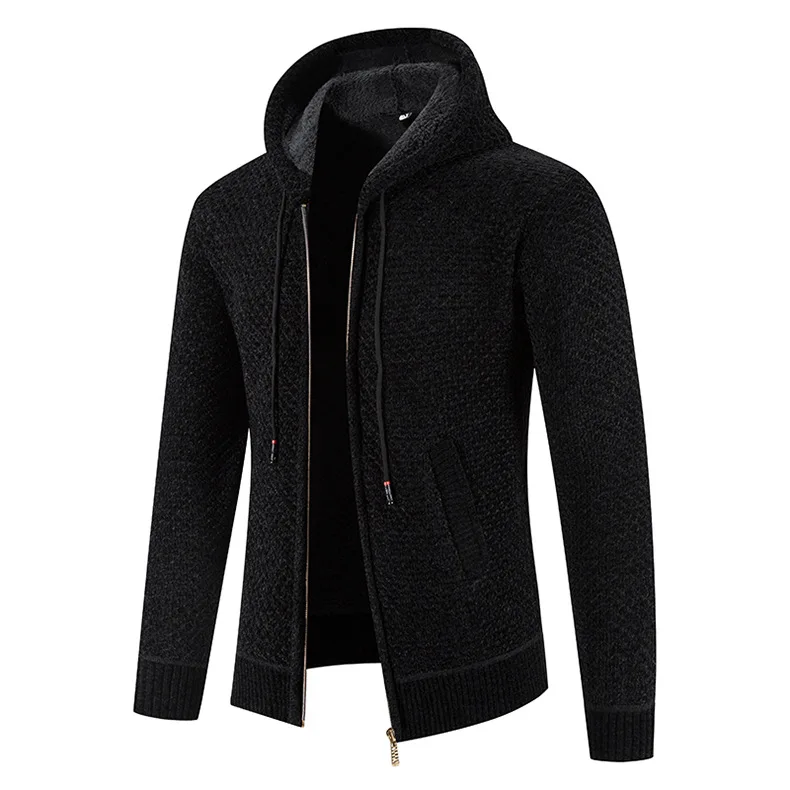 Gefütterte Herren Strickjacke Mit Kapuze | Winterjacke Mit Reißverschluss - Image 6