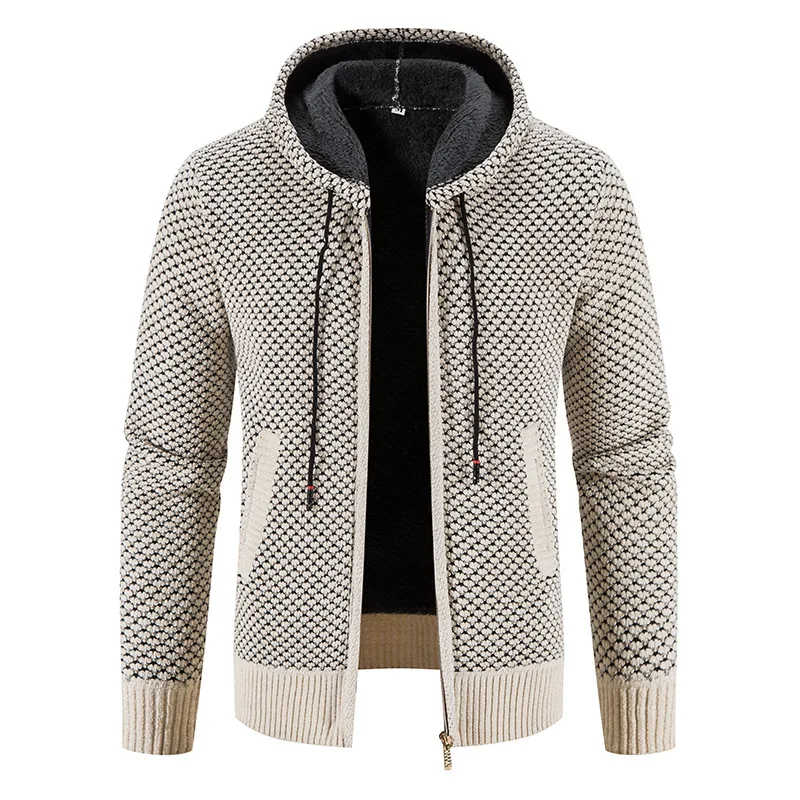 Gefütterte Herren Strickjacke Mit Kapuze | Winterjacke Mit Reißverschluss - Image 7