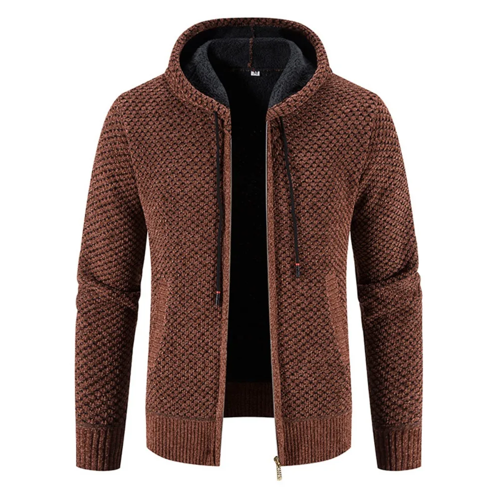 Gefütterte Herren Strickjacke Mit Kapuze | Winterjacke Mit Reißverschluss - Image 8