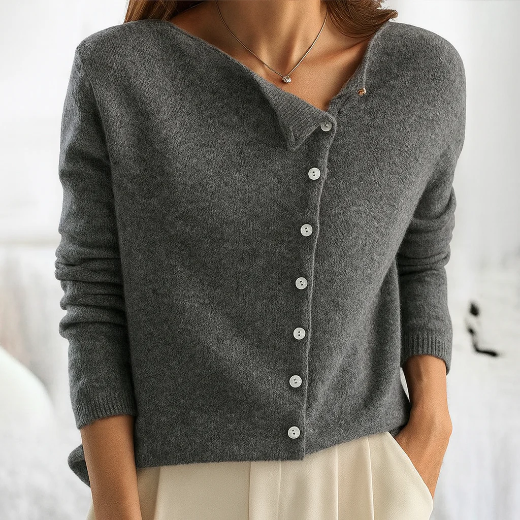 Gemütlicher Anthrazit-Cardigan mit Knöpfen – Mühelose Eleganz - Image 5