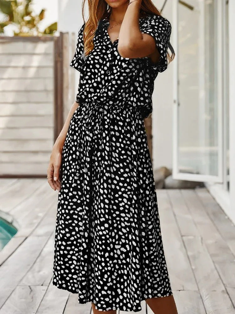 Georgia | Sanft gepunktetes Midi-Kleid mit Knopfdetails - Image 9