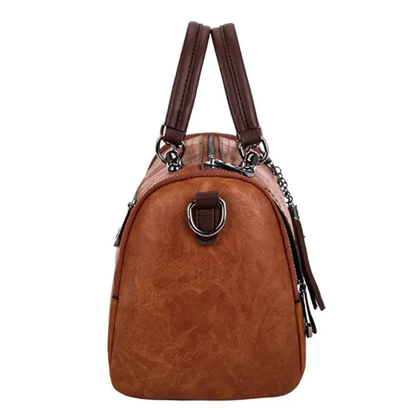Geräumige Damenhandtasche aus weichem Stoff mit Reißverschluss - Image 3