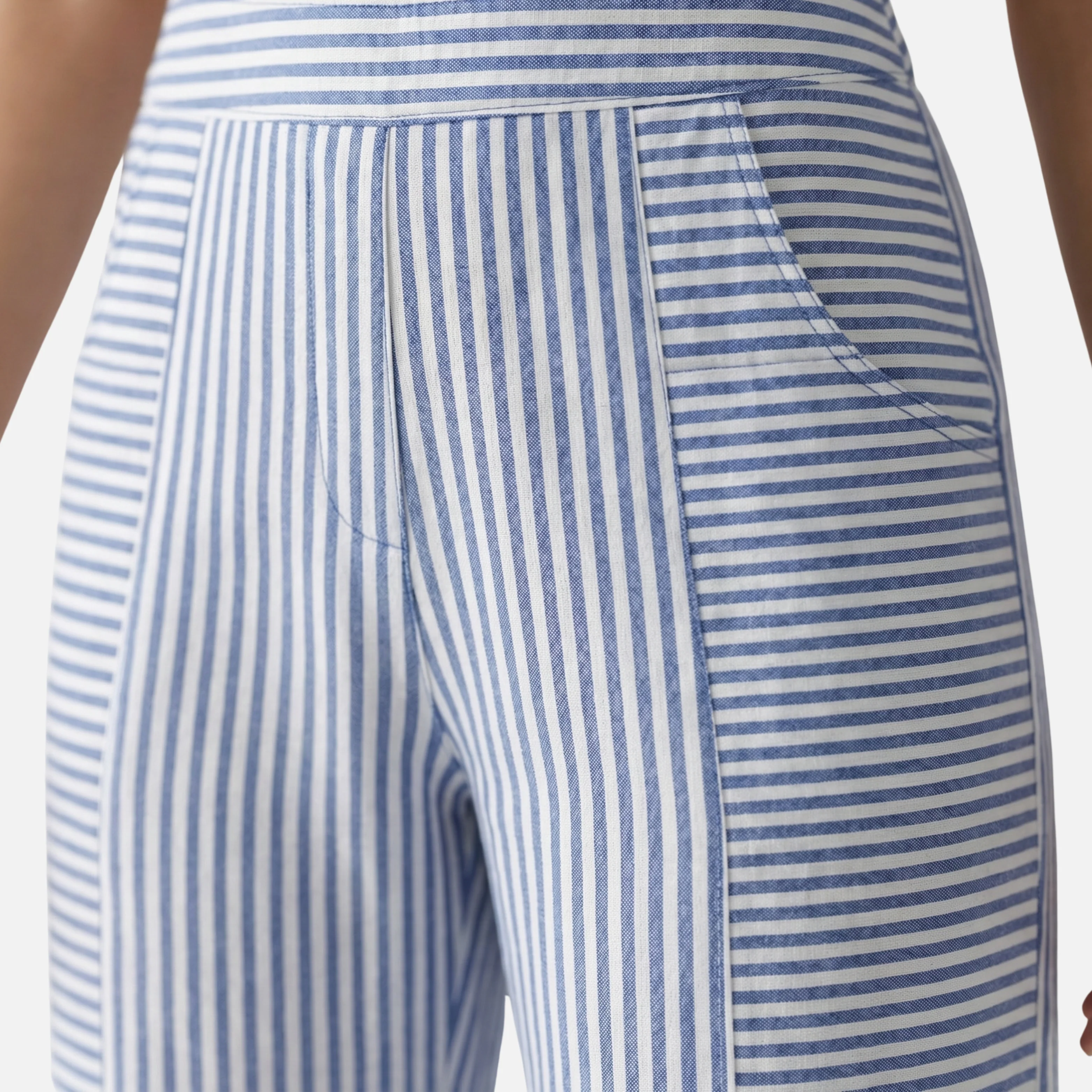 Ulrike | Damen Gestreifte High Waist Hose Rollsaum Taschen – Streifen High Waist - Image 4