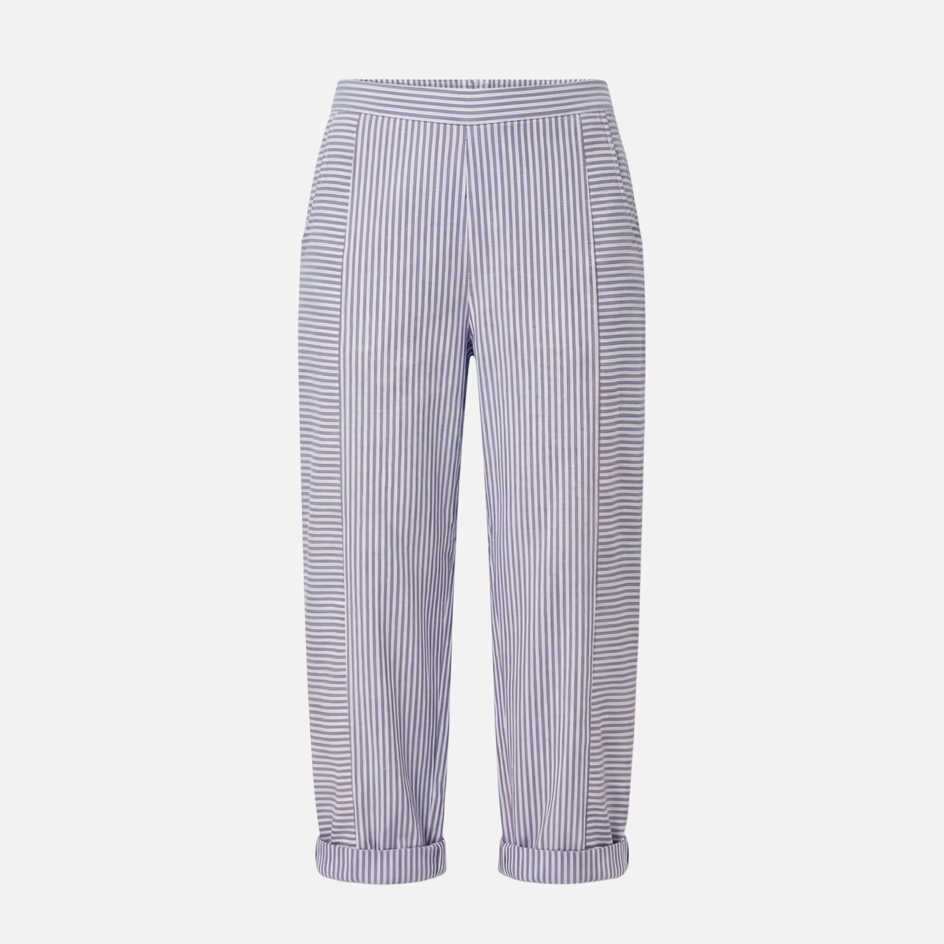 Ulrike | Damen Gestreifte High Waist Hose Rollsaum Taschen – Streifen High Waist - Image 6