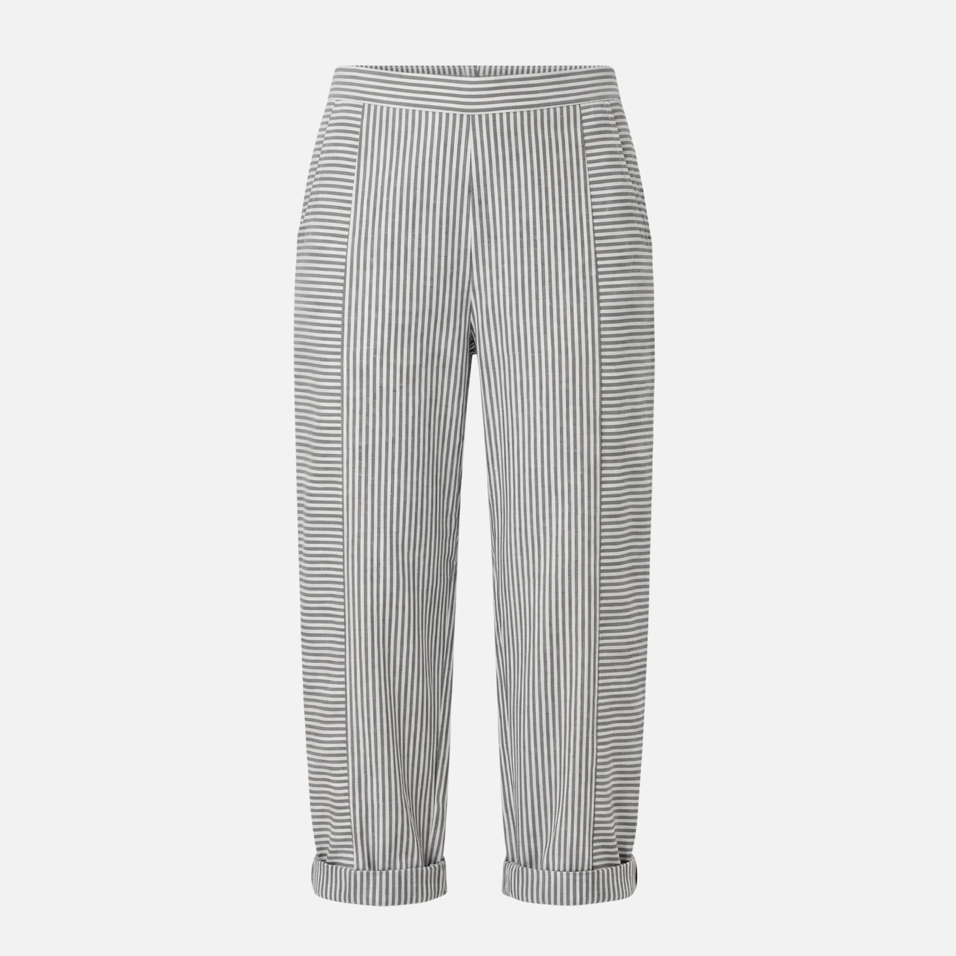 Ulrike | Damen Gestreifte High Waist Hose Rollsaum Taschen – Streifen High Waist - Image 9