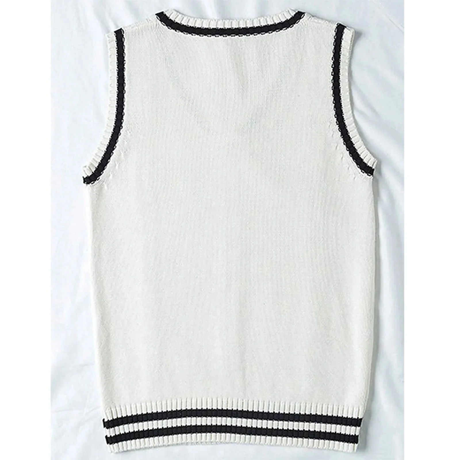 Gestreifte Pullover-Weste mit V-Ausschnitt für Damen