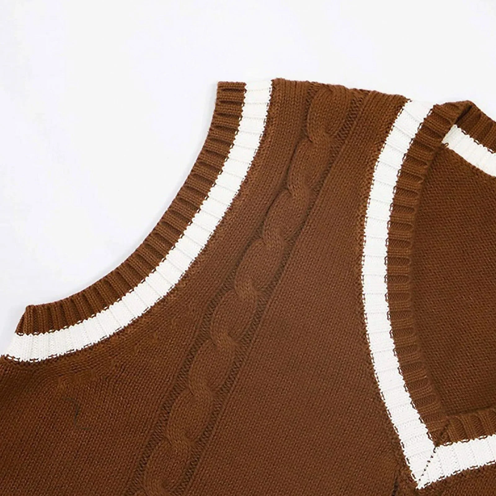 Gestreifte Pullover-Weste mit V-Ausschnitt für Damen - Image 2