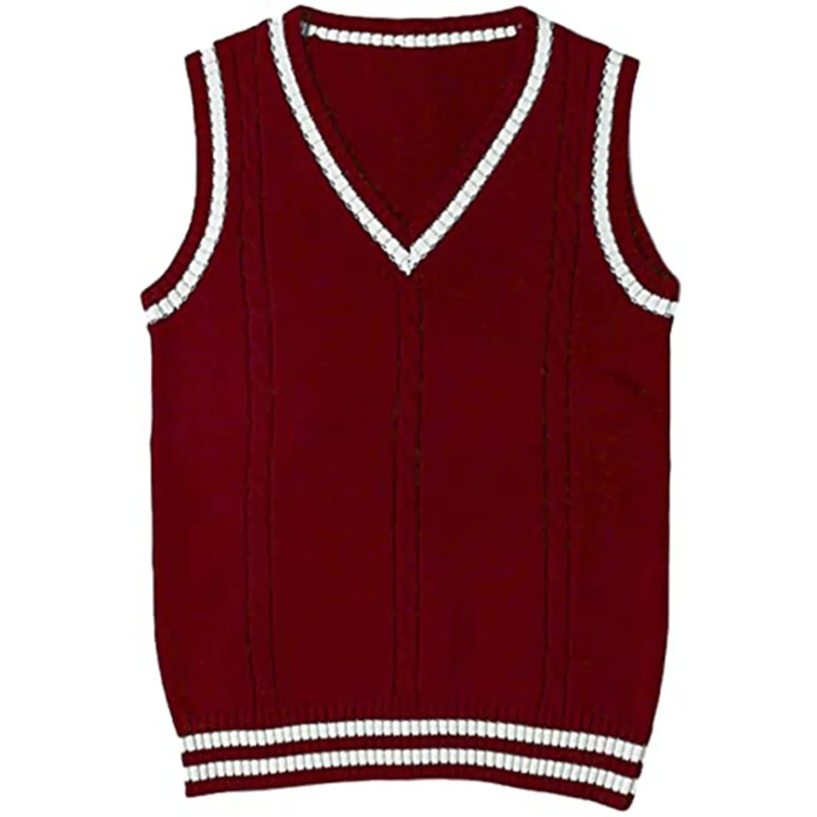 Gestreifte Pullover-Weste mit V-Ausschnitt für Damen - Image 3