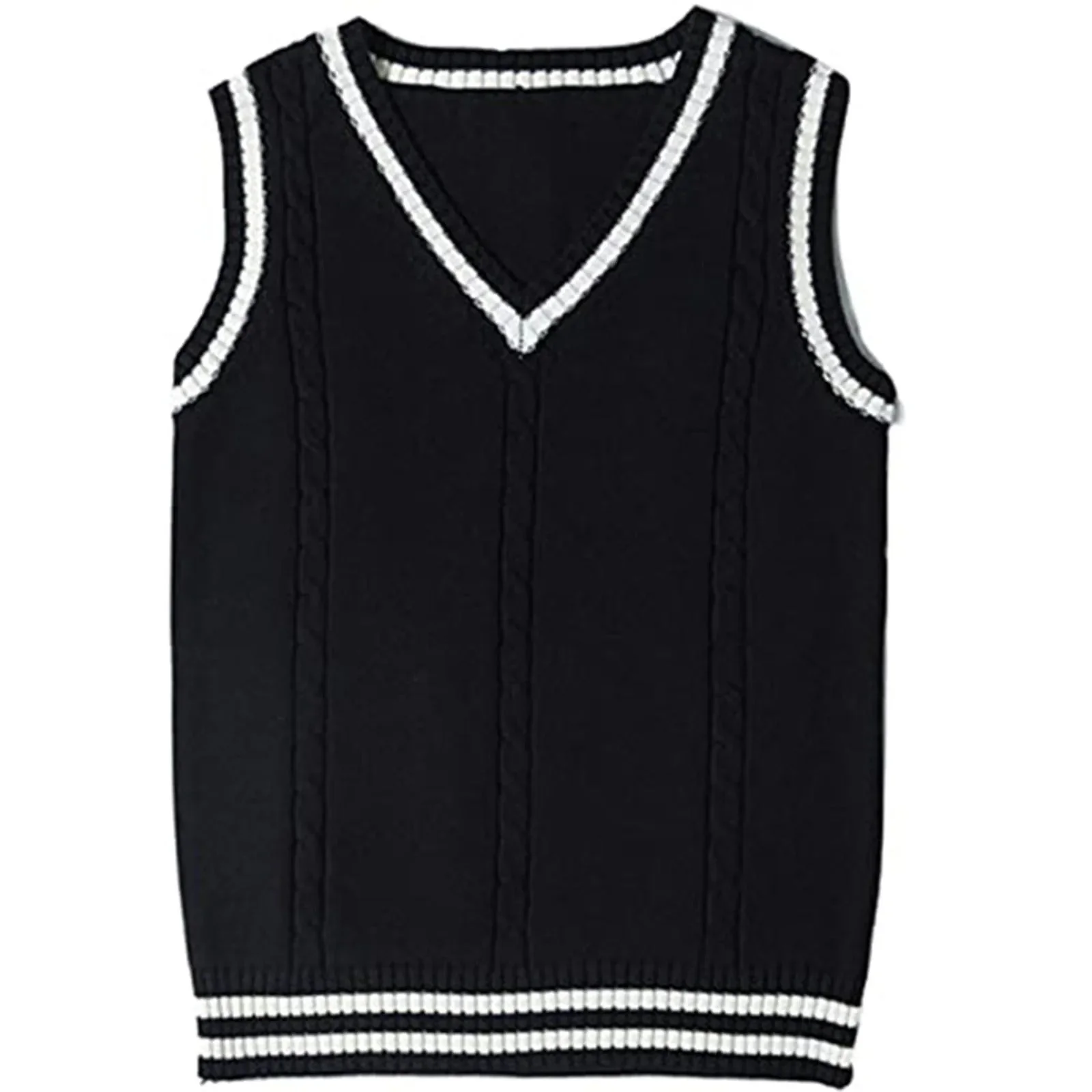 Gestreifte Pullover-Weste mit V-Ausschnitt für Damen - Image 4