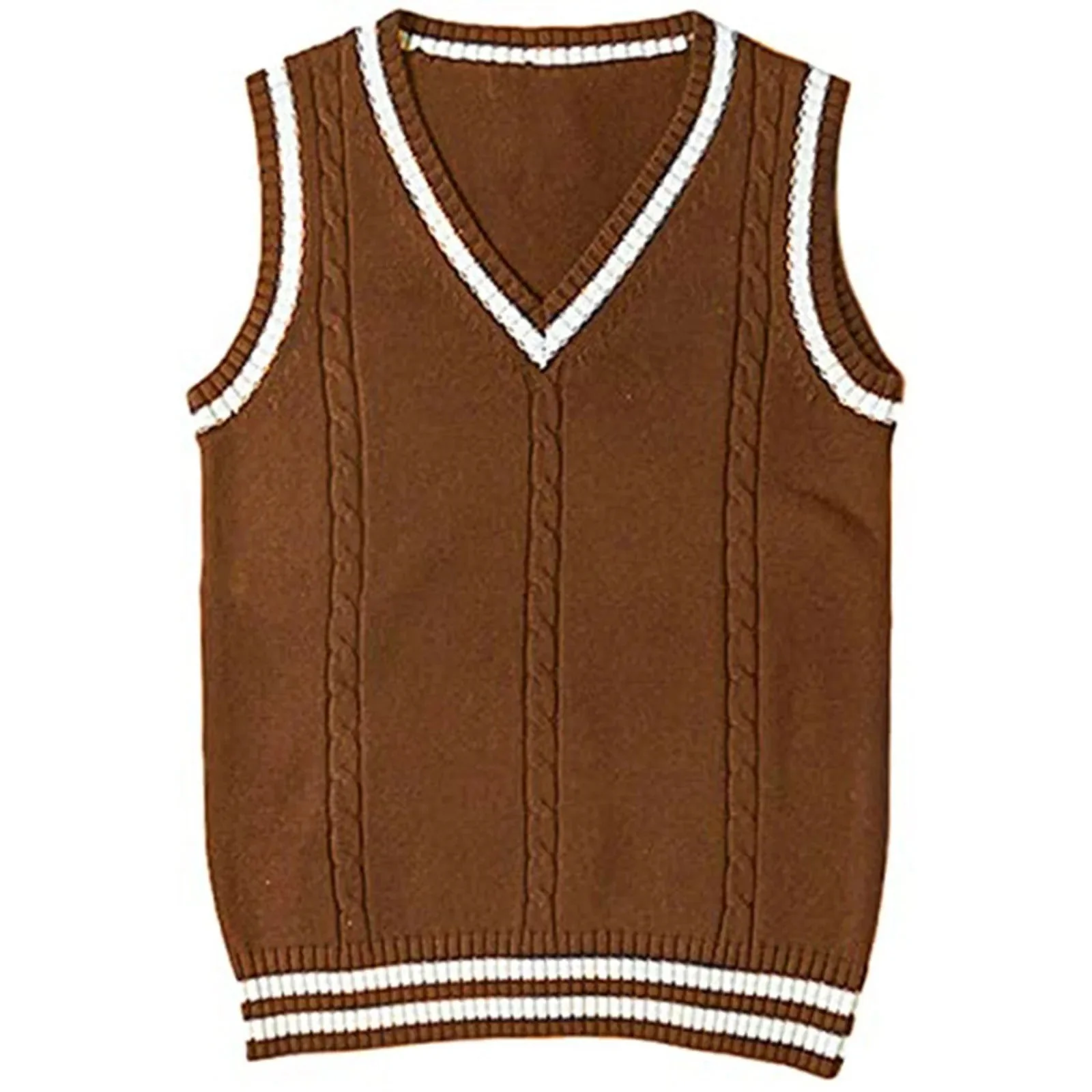 Gestreifte Pullover-Weste mit V-Ausschnitt für Damen - Image 5