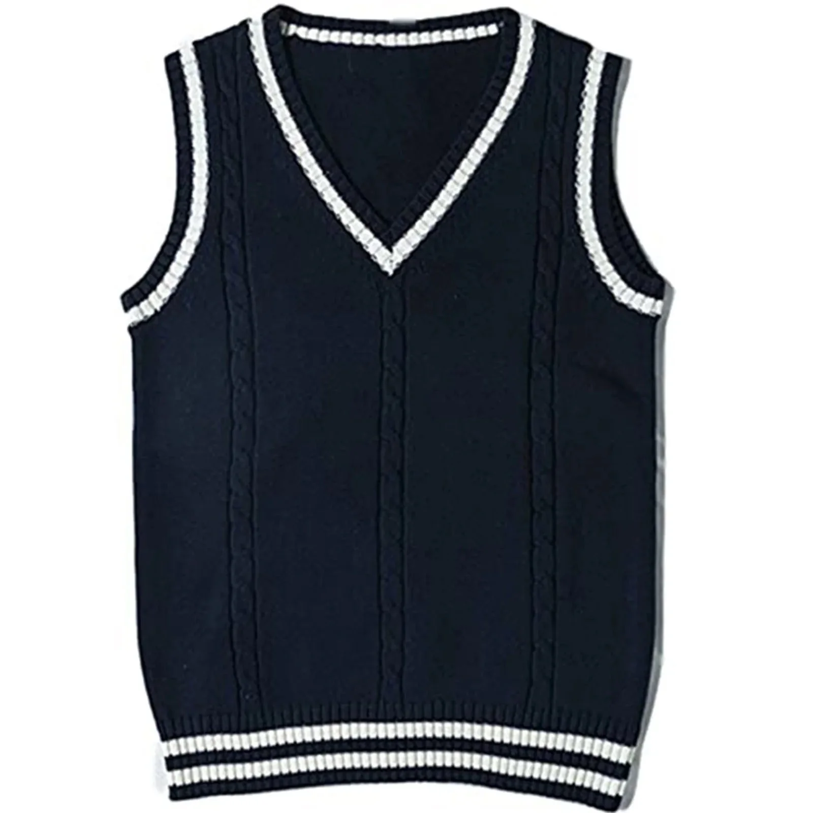 Gestreifte Pullover-Weste mit V-Ausschnitt für Damen - Image 6